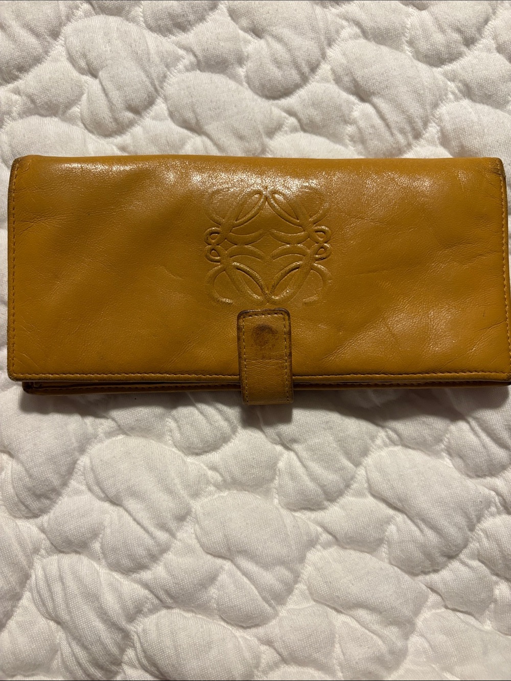 Loewe Leather Wallet Clutch in Mustard Yellow
